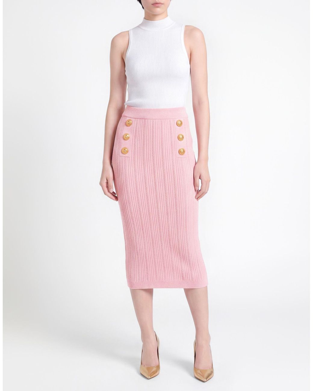 Balmain Pink Midi Skirt