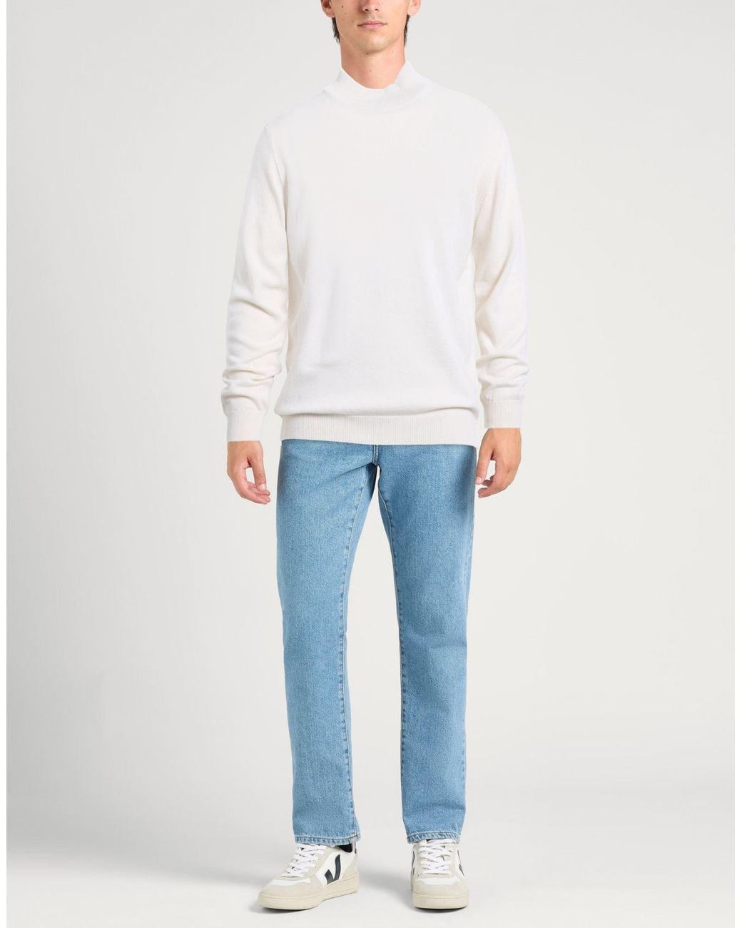 Bellwood White Cream Sweater Cashmere, Silk for men