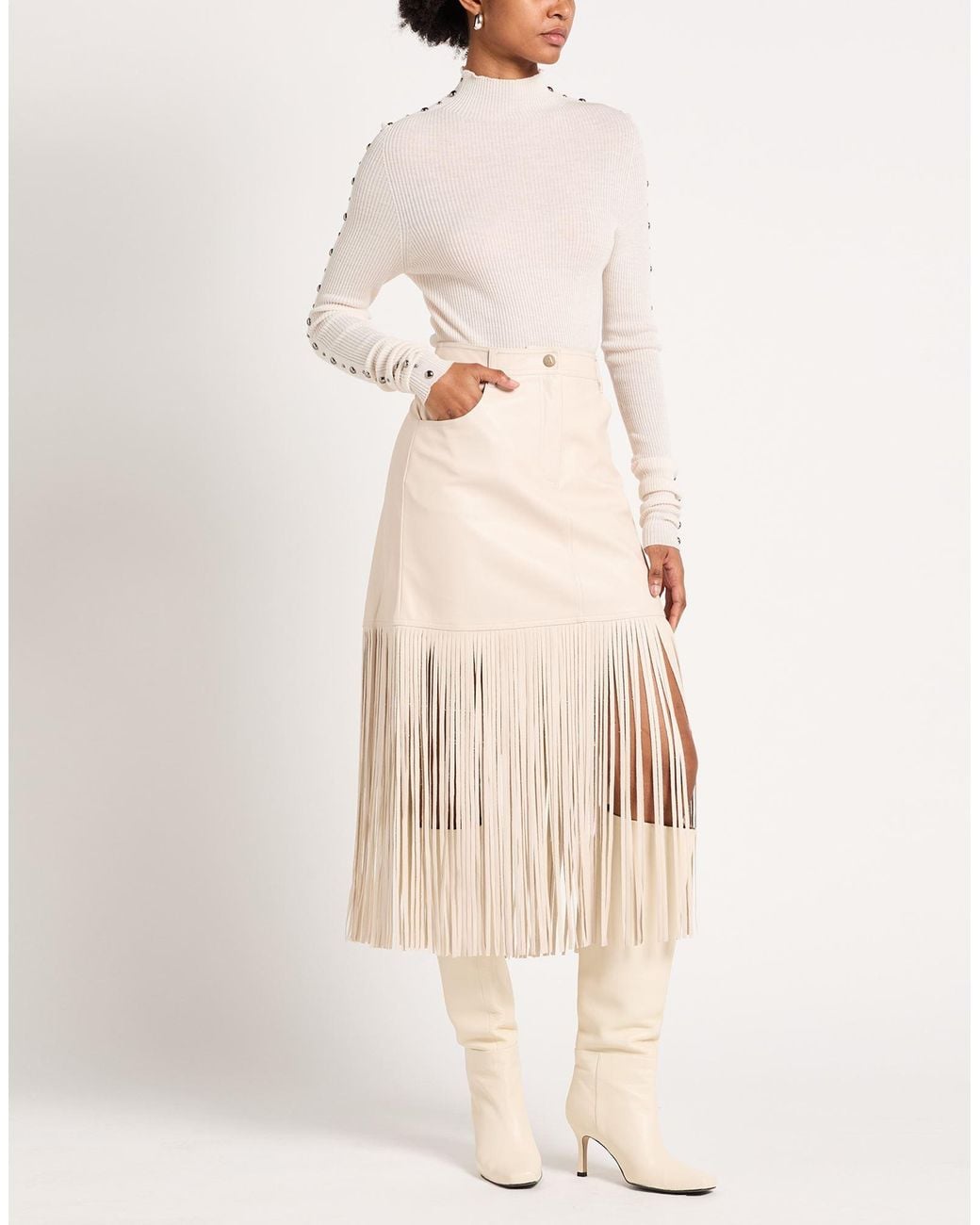 Twinset Natural Midi Skirt