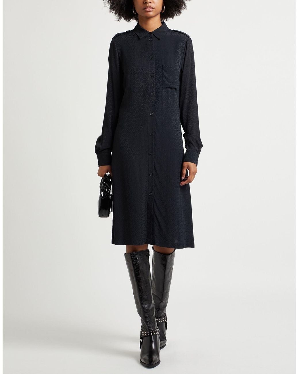 Pinko Blue Midi Dress Acetate, Silk