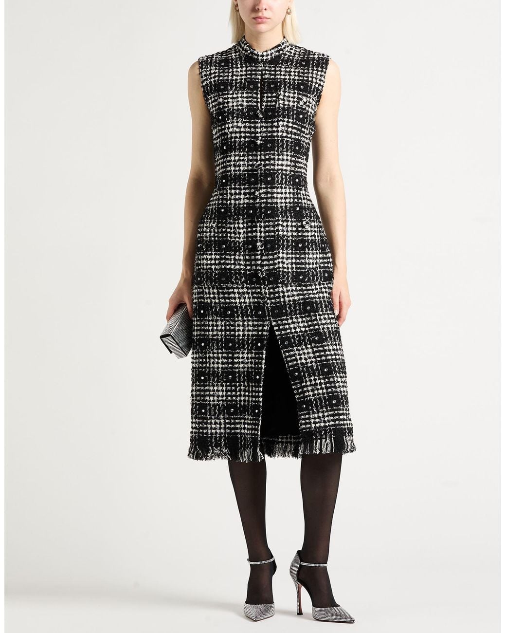 GIUSEPPE DI MORABITO Black Midi Dress Cotton, Polyester, Wool, Acrylic, Textile Fibers