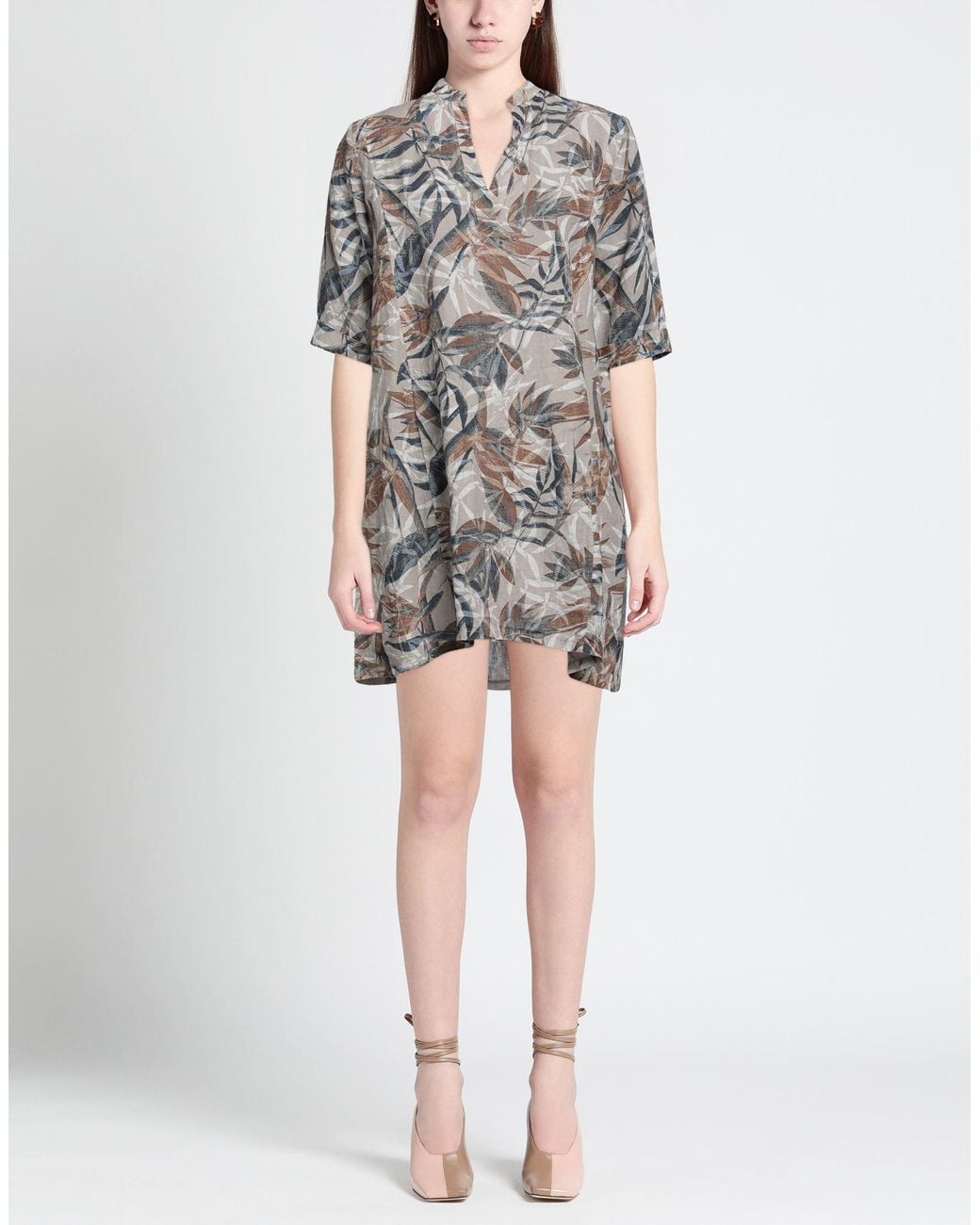 European Culture Gray Mini Dress