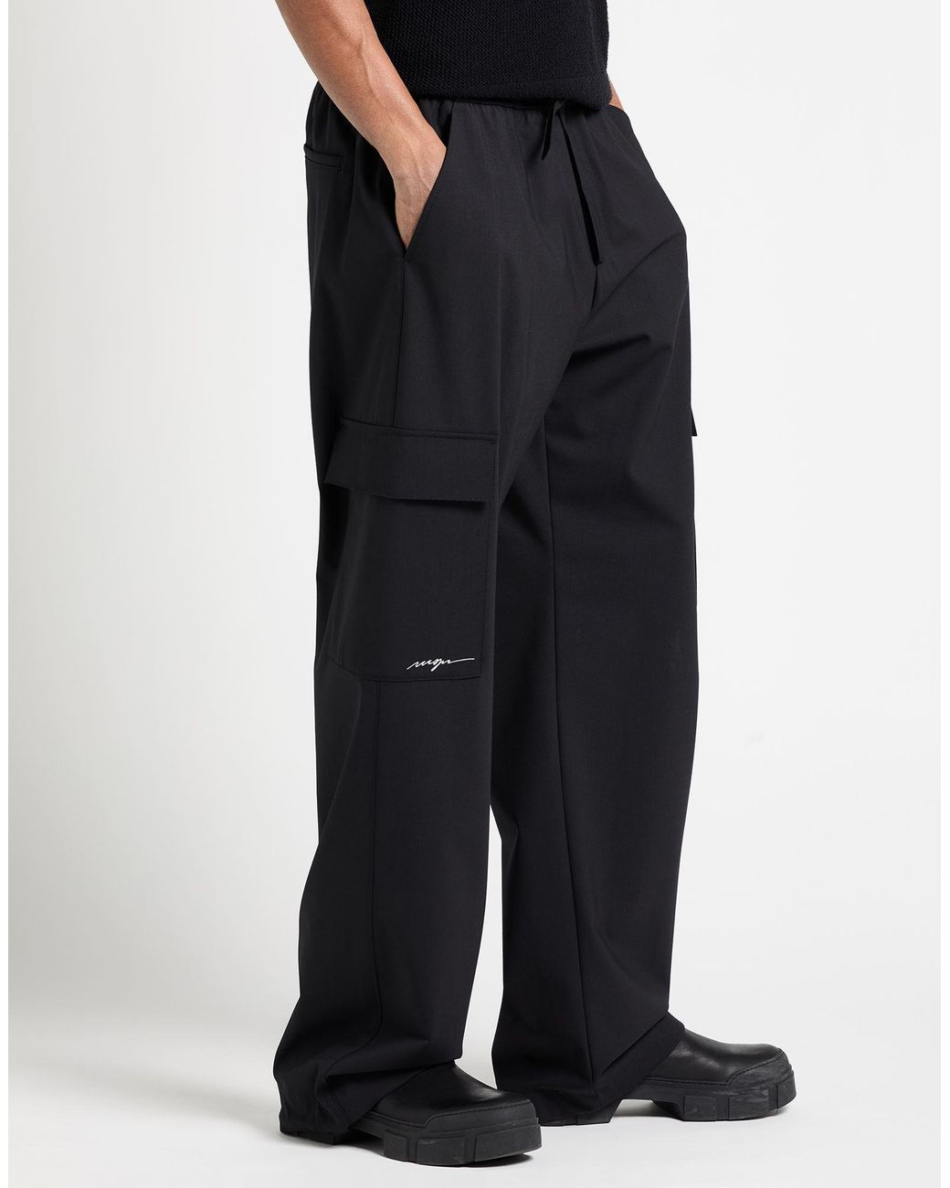 MSGM Black Pants Virgin Wool, Elastane for men