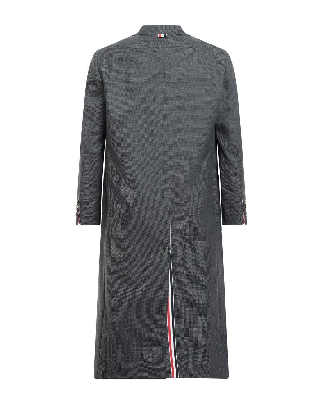 Thom Browne Gray Coat Wool, Polyester for men