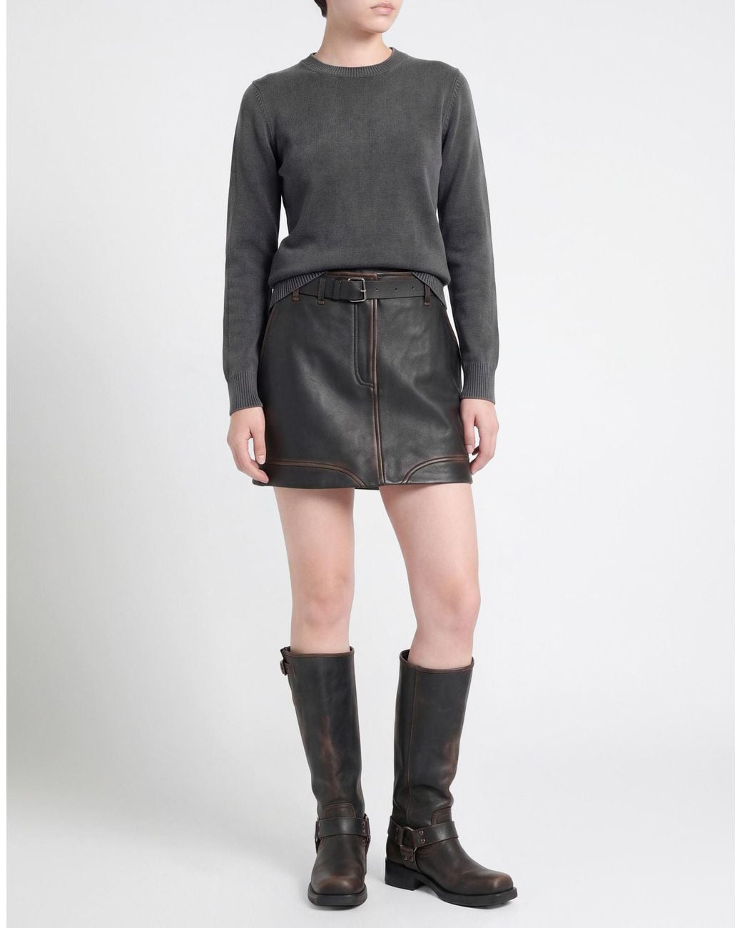 IRO Black Mini Skirt Cow Leather