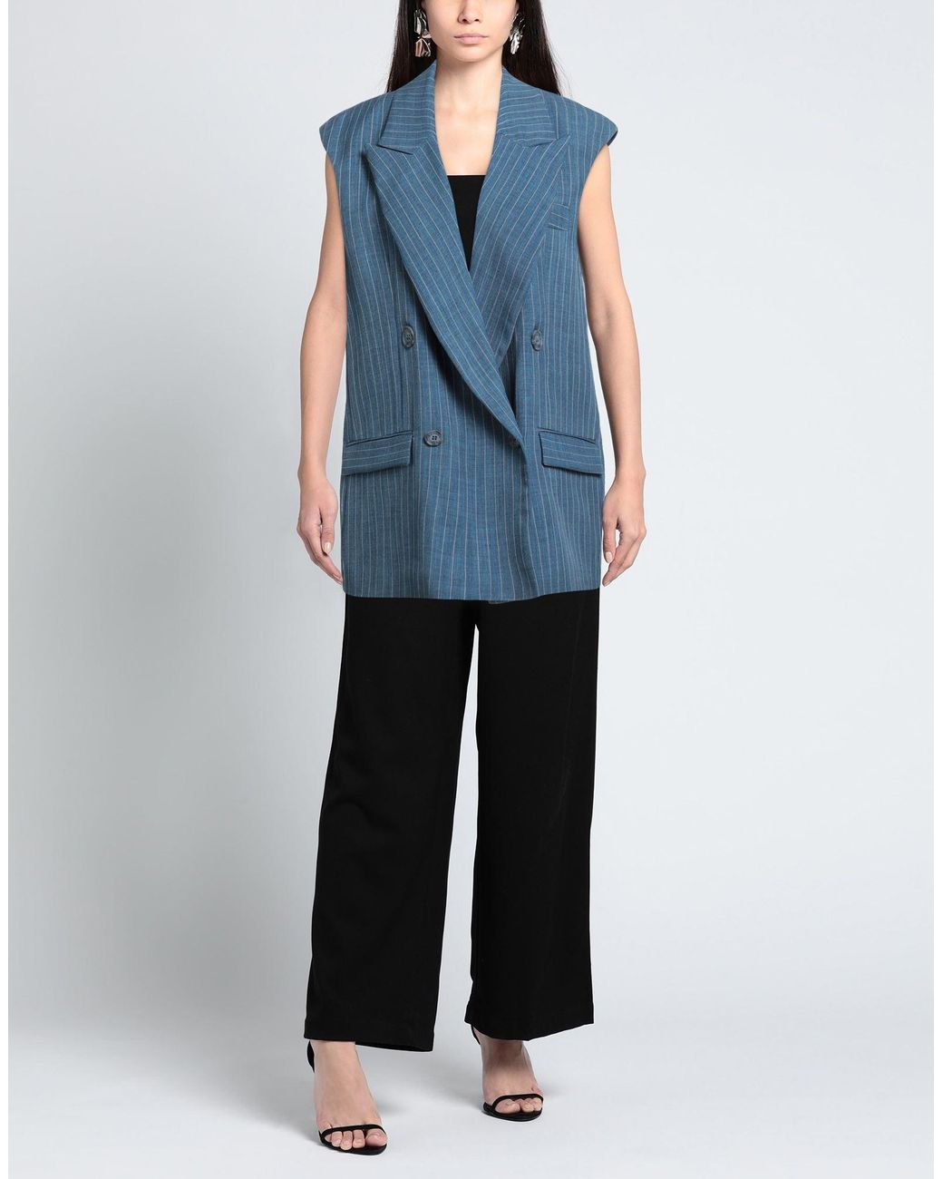 Gaelle Paris Blue Slate Blazer Polyester, Elastane