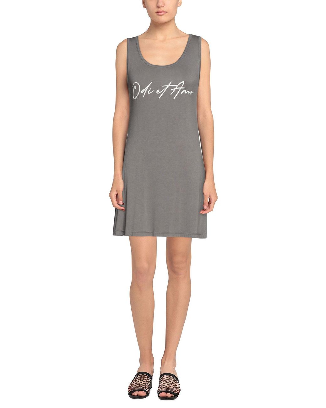Odi Et Amo Gray Mini Dress Cotton