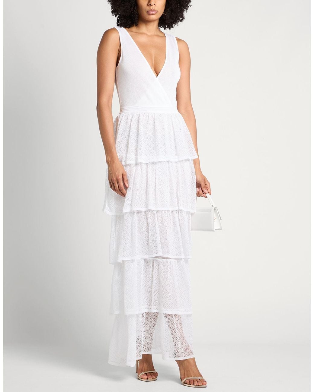 Nenette White Maxi Dress Viscose, Polyester