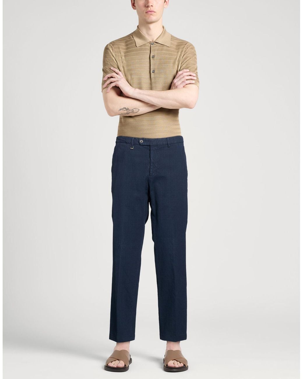 Paoloni Blue Pants Cotton, Elastane for men