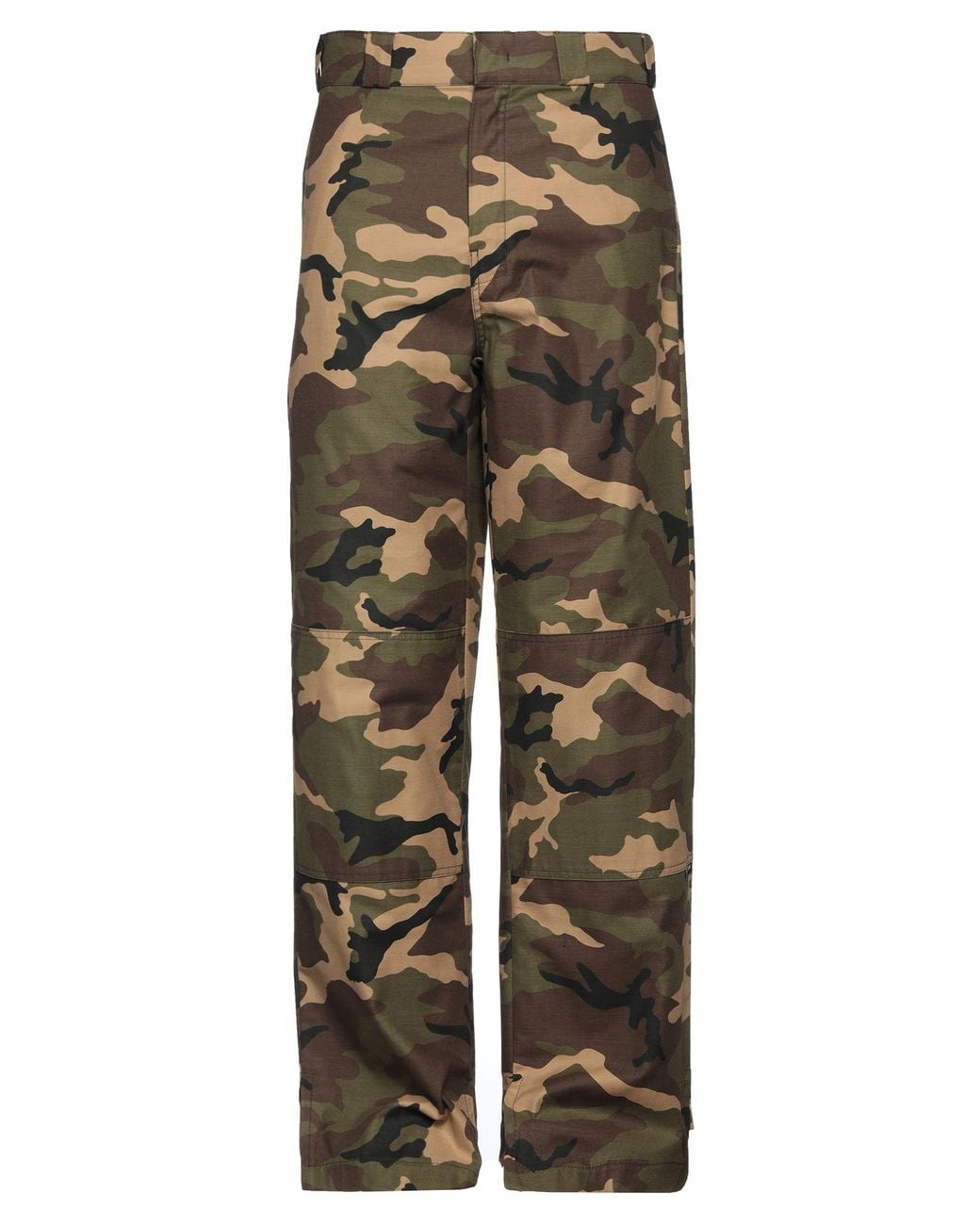 Palm Angels Green Camouflage Print Cotton Trousers for men