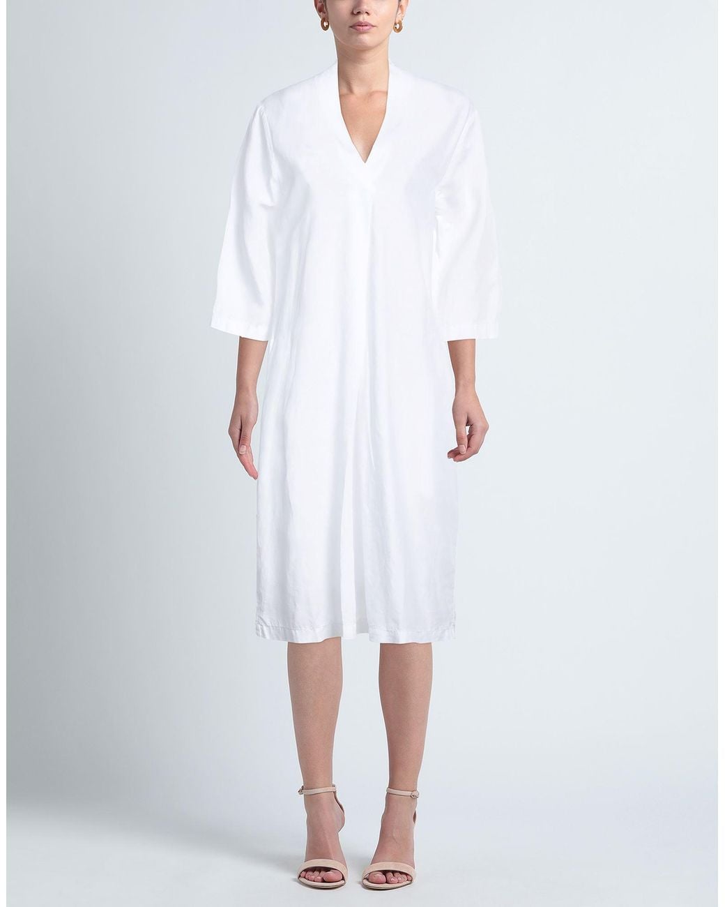 European Culture White Midi Dress