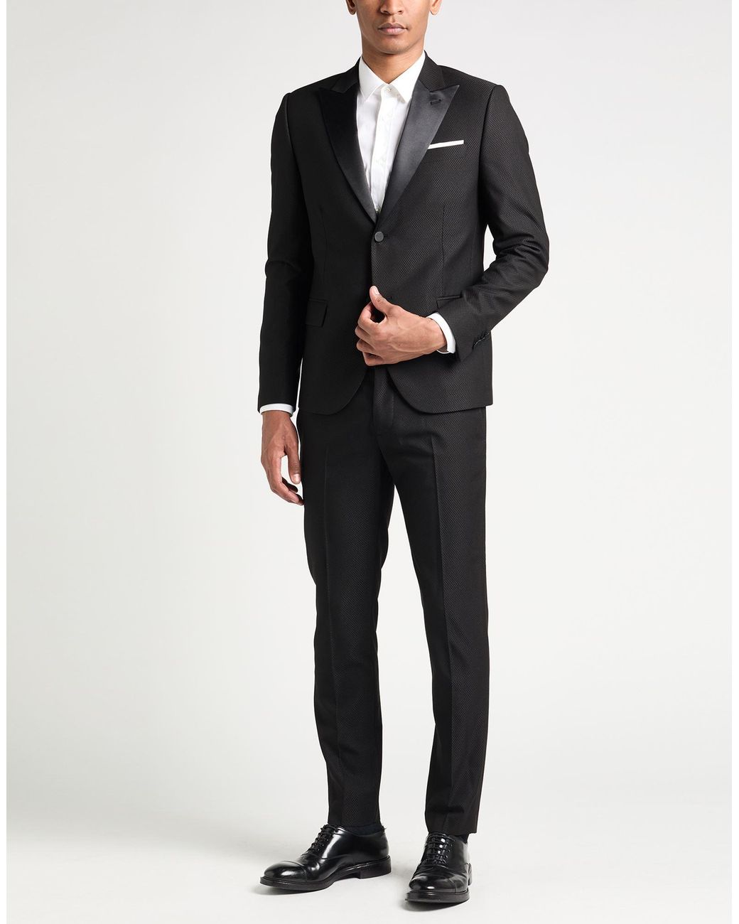 Daniele Alessandrini Black Suit Polyester, Viscose, Elastane for men
