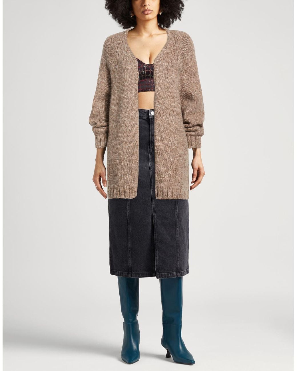 Carla G Brown Cardigan Wool, Polyacrylic, Alpaca Wool