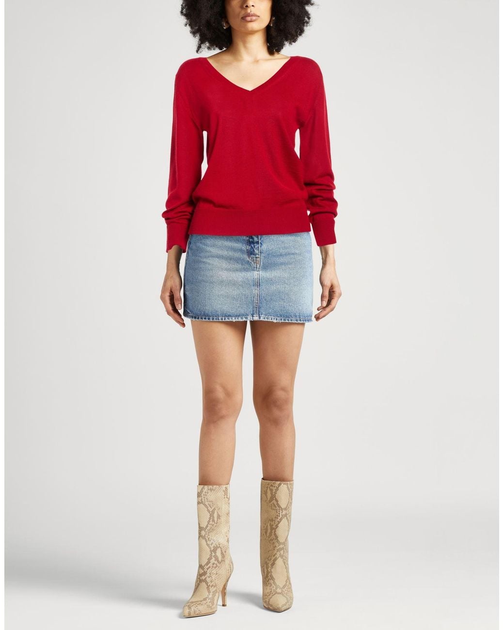 Carla G Red Sweater Wool, Acrylic