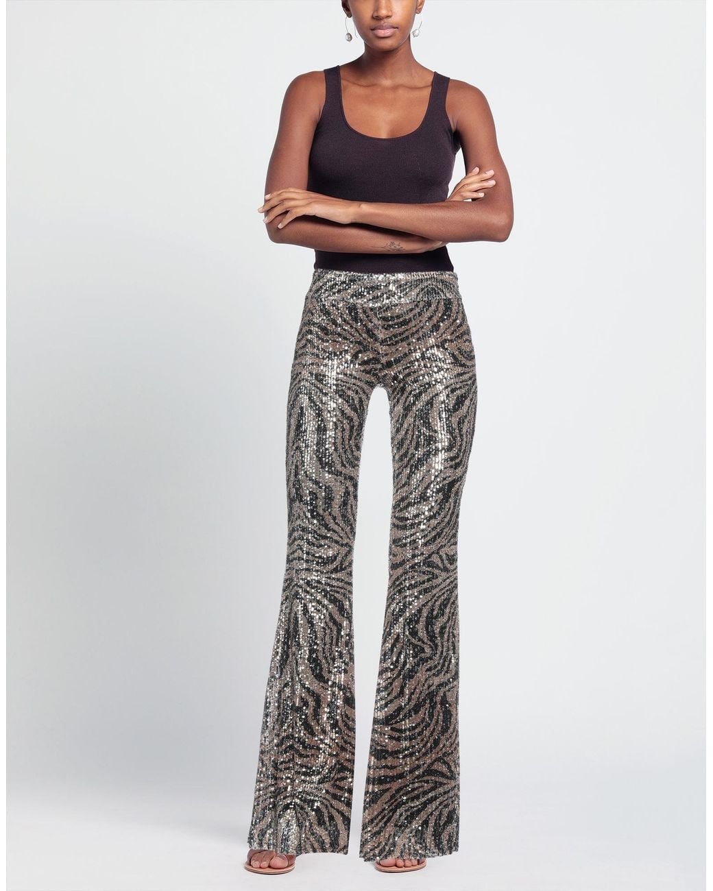 Aniye By Gray Tan Pants Polyester, Elastane