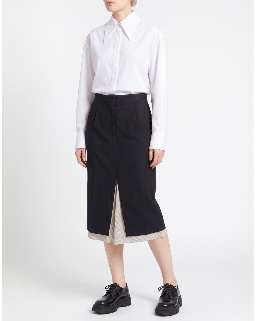 Marni Black Midi Skirt Virgin Wool