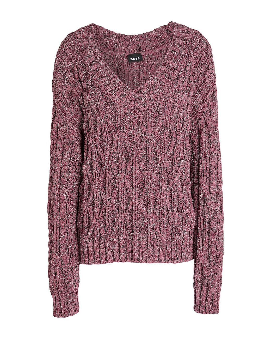 Boss Purple Sweater Cotton, Recycled Polyester, Recycled Cotton, Recycled Polyamide, Polyester