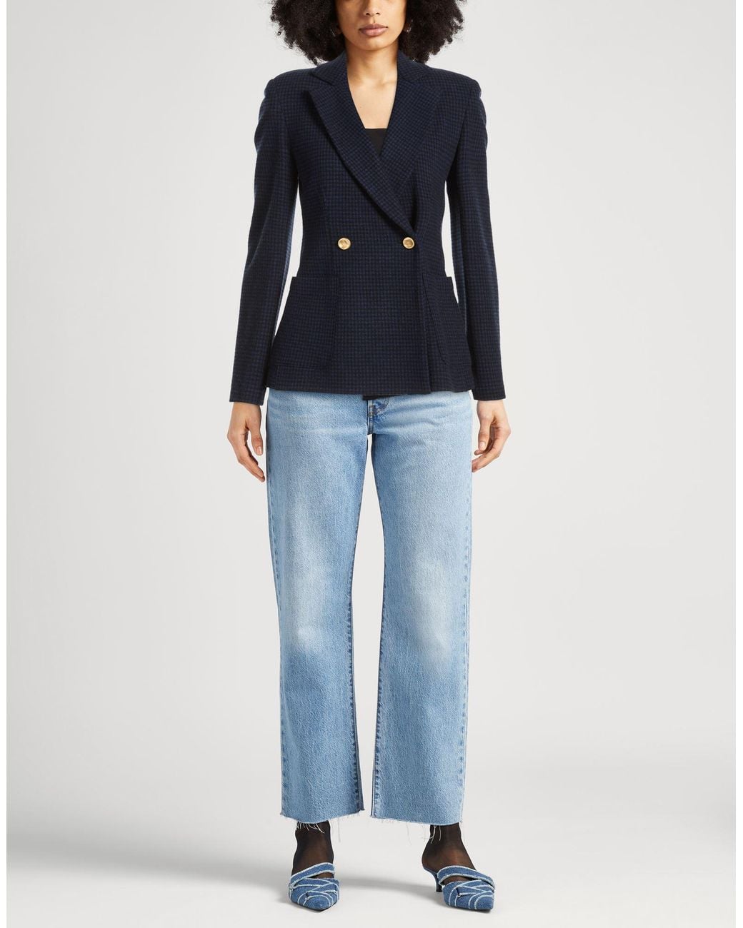 Harris Wharf London Blue Blazer Virgin Wool, Cotton, Polyamide, Elastane