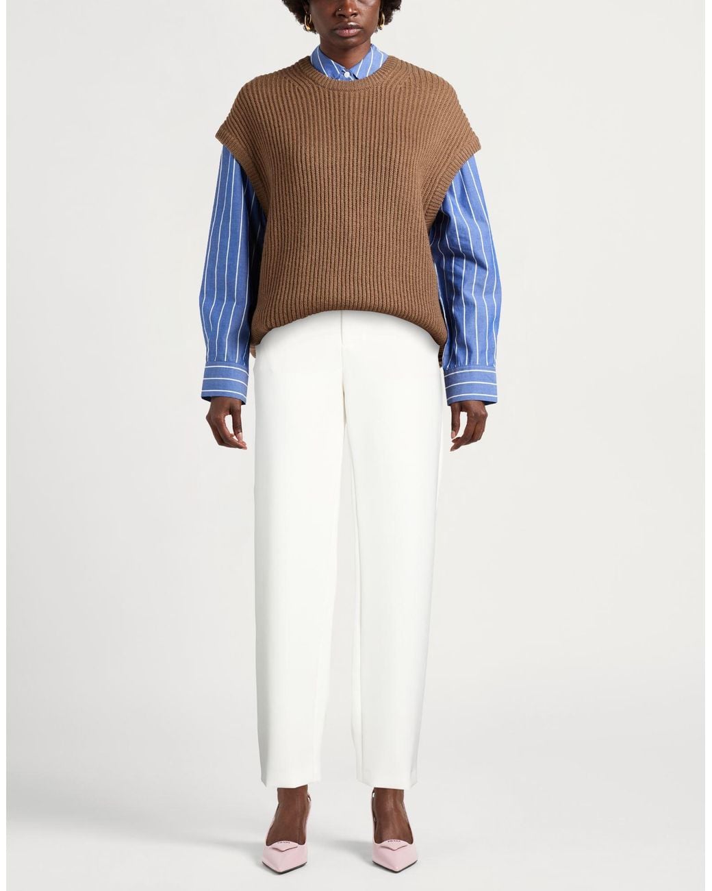 Moschino White Pants Polyester, Elastane