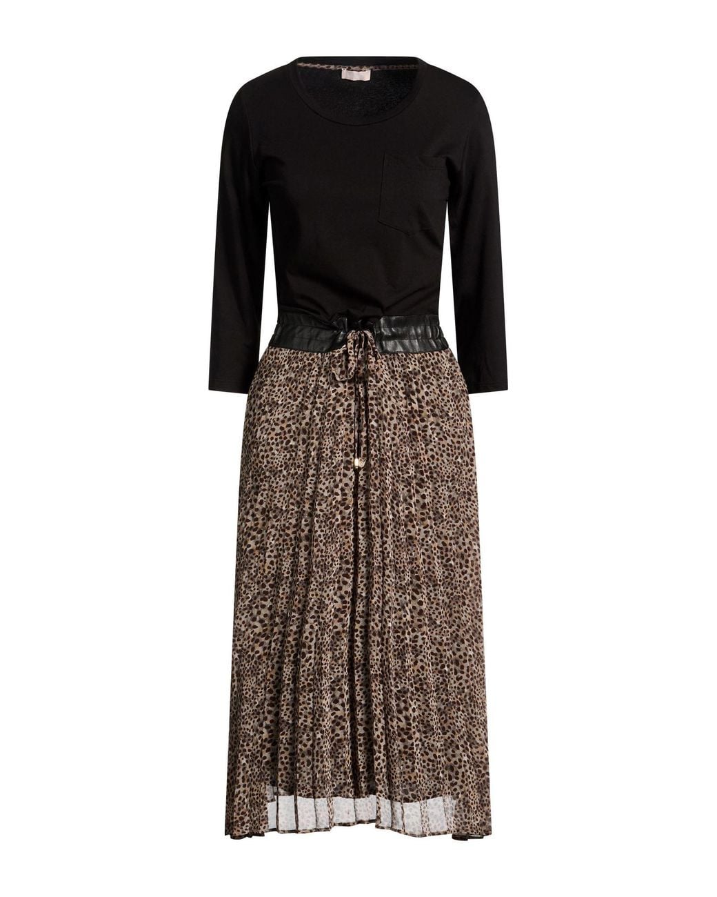 Liu Jo Black Midi Dress Polyester, Cotton