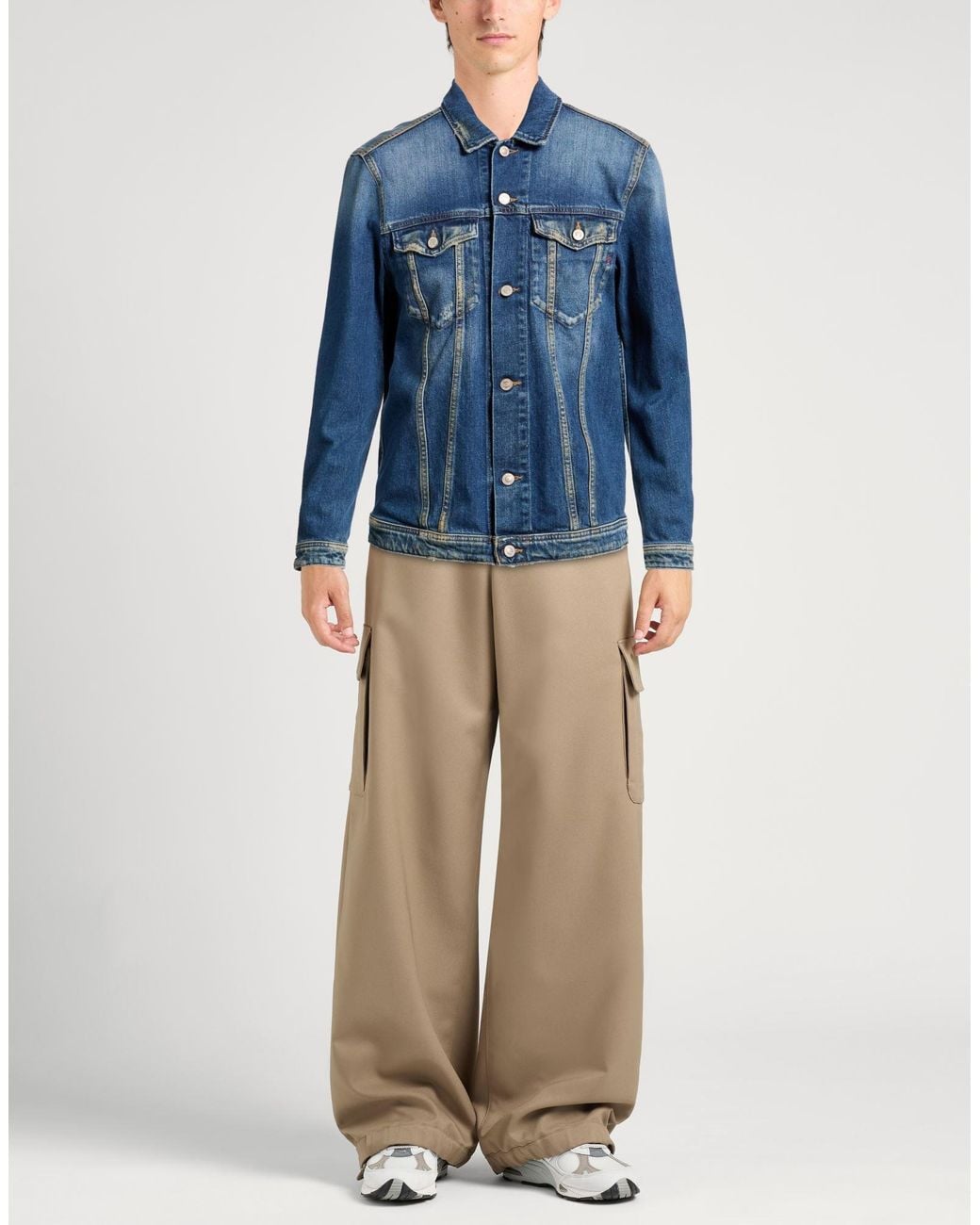 Replay Blue Denim Shirt Cotton, Elastane for men