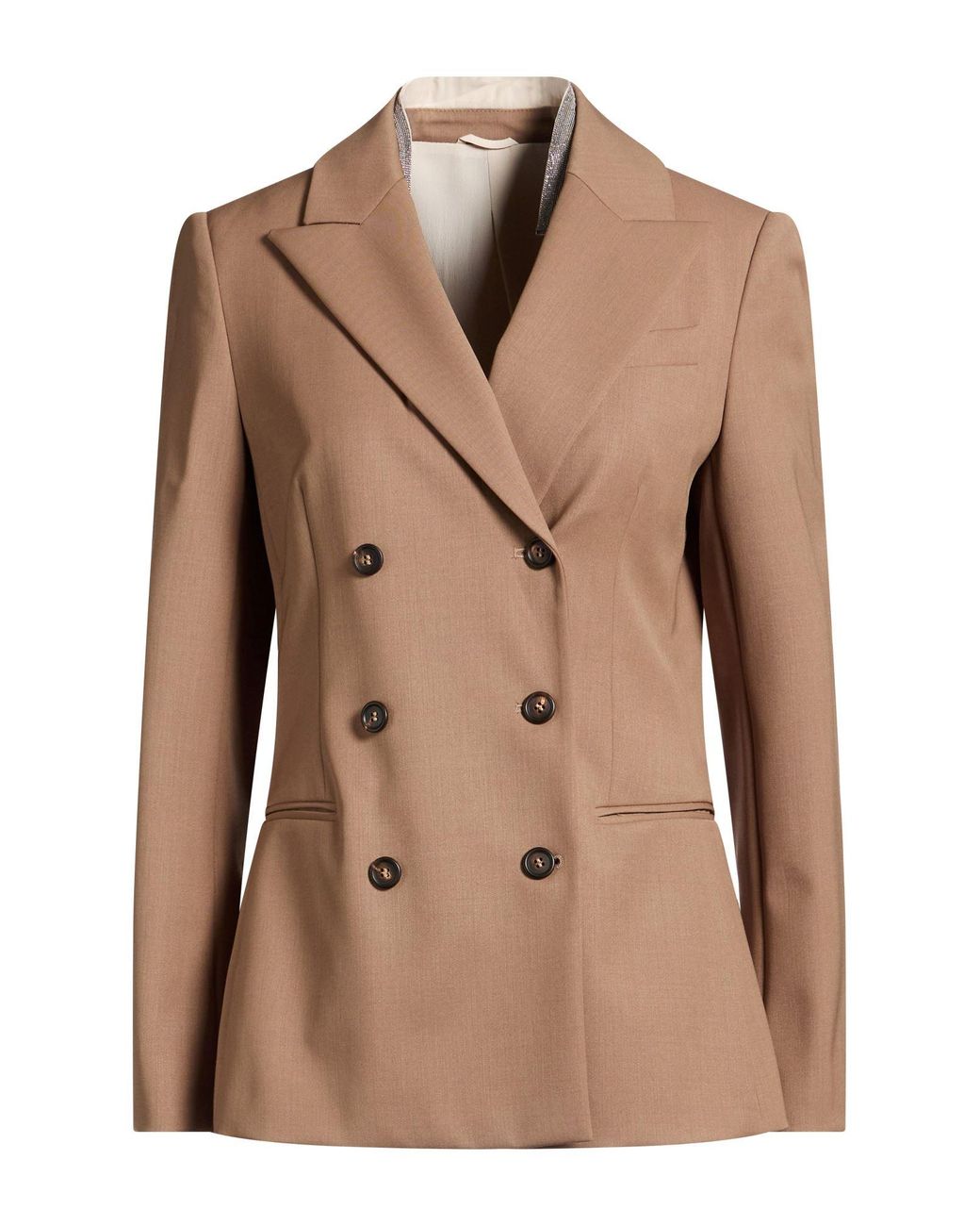 Brunello Cucinelli Natural Camel Blazer Virgin Wool, Polyamide, Elastane, Brass