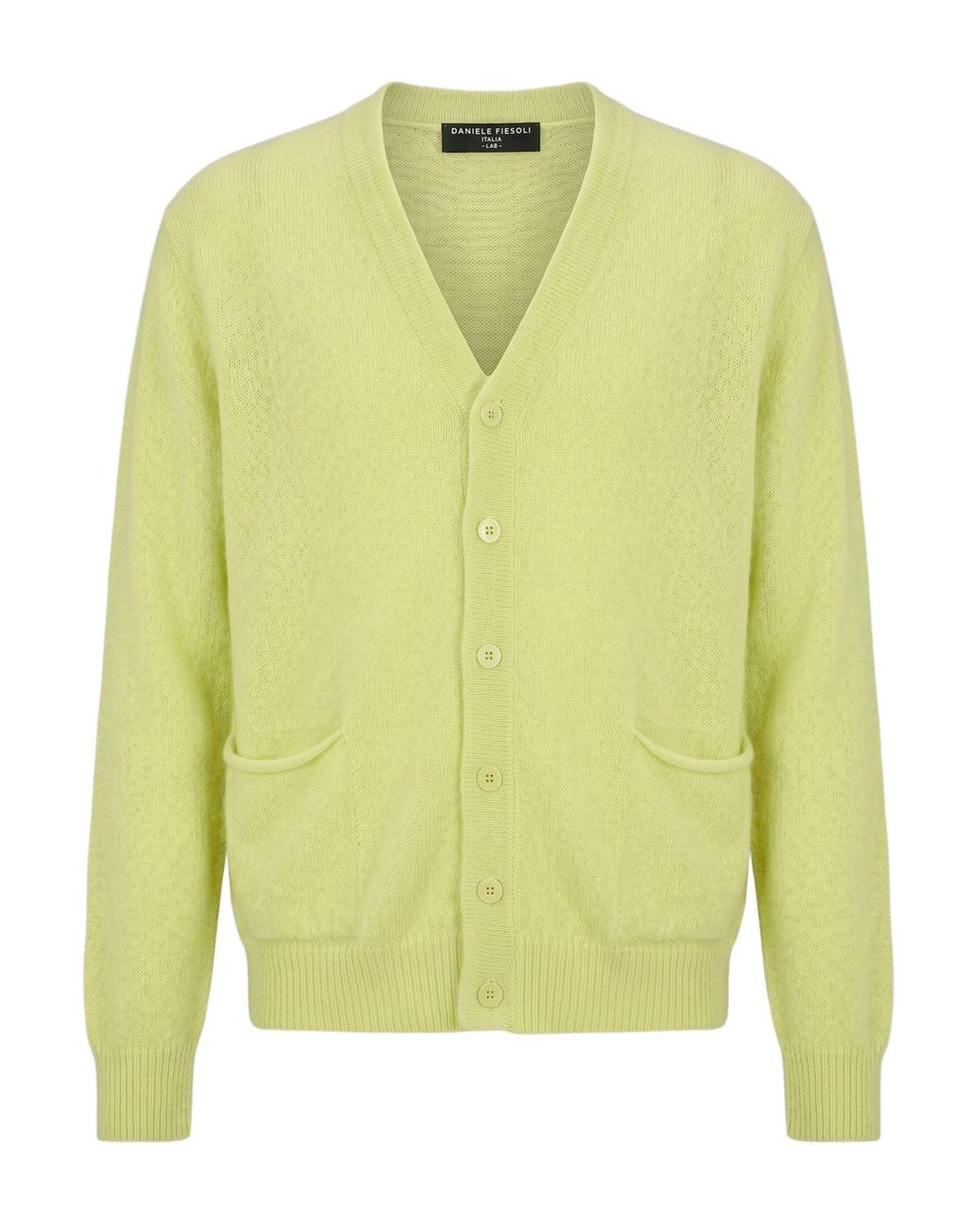 Daniele Fiesoli Yellow Cardigan Merino Wool, Superkid Mohair, Cashmere for men
