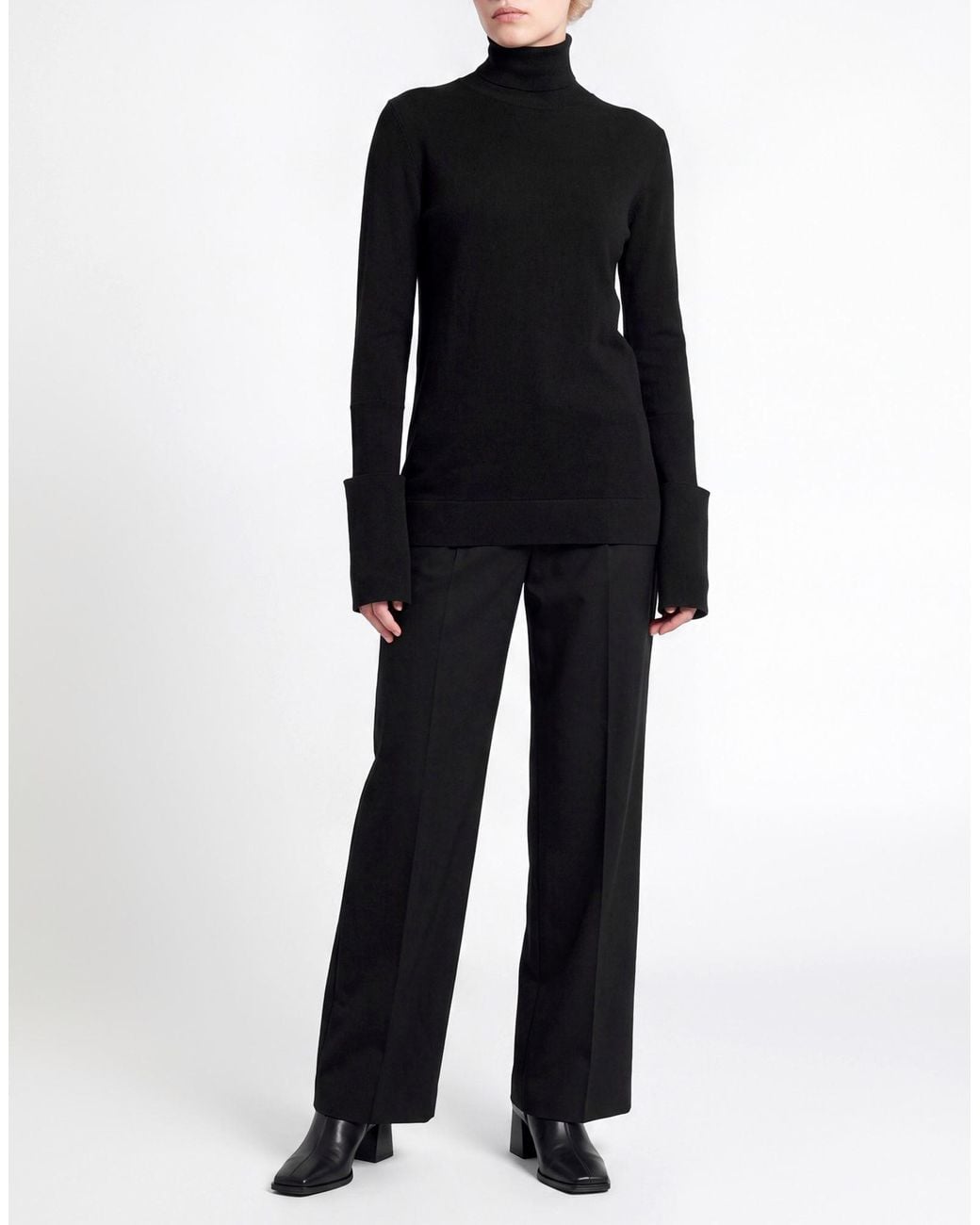 Jil Sander Black Turtleneck Viscose, Polyester