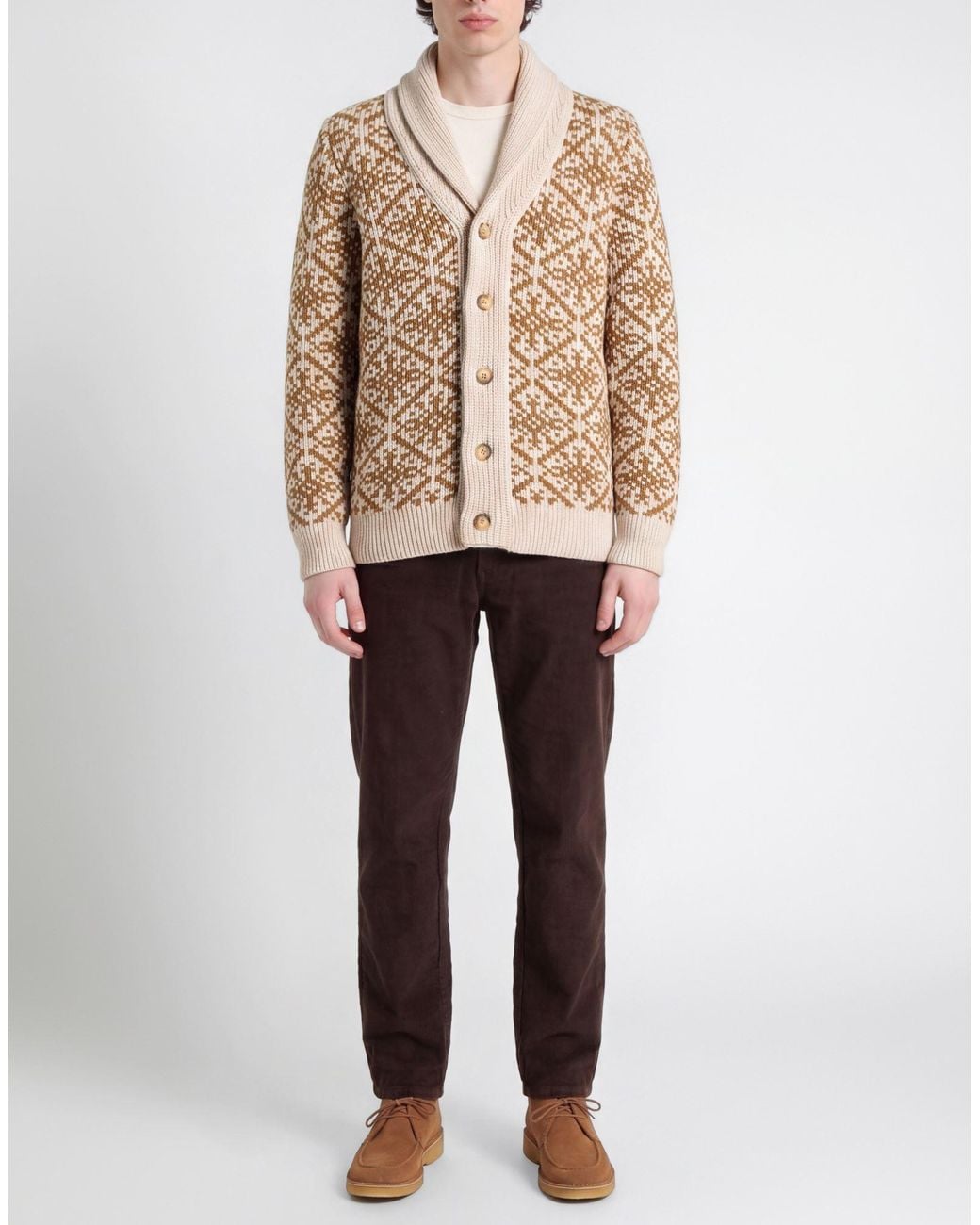 Gran Sasso Natural Cardigan Virgin Wool for men