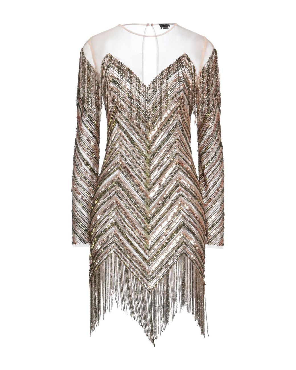 Elisabetta Franchi Brown Mini Dress Polyamide, Glass, Plastic