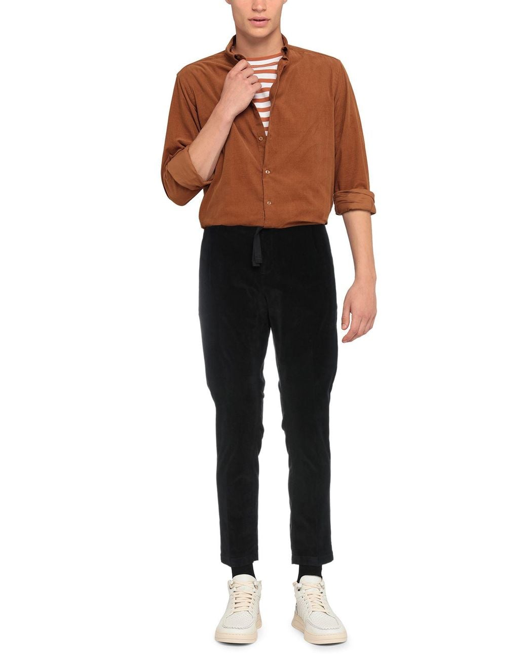 Entre Amis Black Pants Cotton, Elastane for men