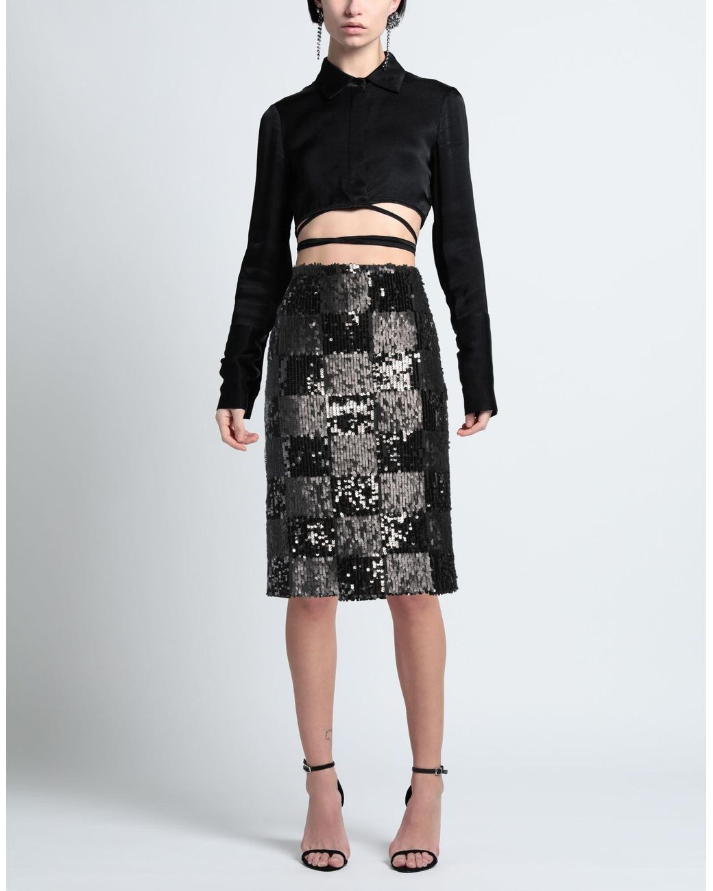 Jupe midi Grifoni en coloris Black