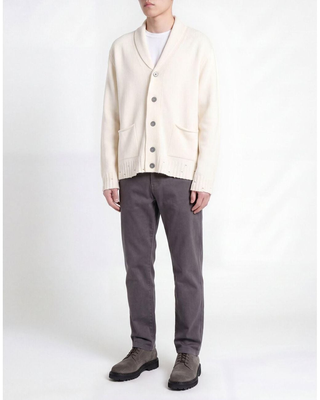 M.Q.J. Natural Ivory Cardigan Polyamide, Wool, Viscose, Cashmere for men