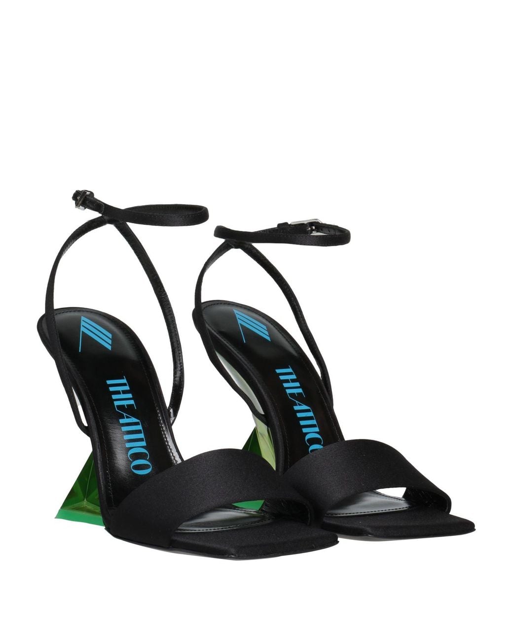 The Attico Green Sandals Leather, Textile Fibers