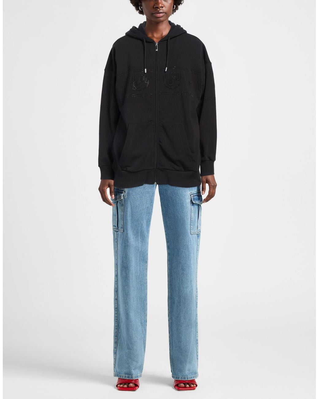Chiara Ferragni Black Sweatshirt Cotton, Polyester, Elastane