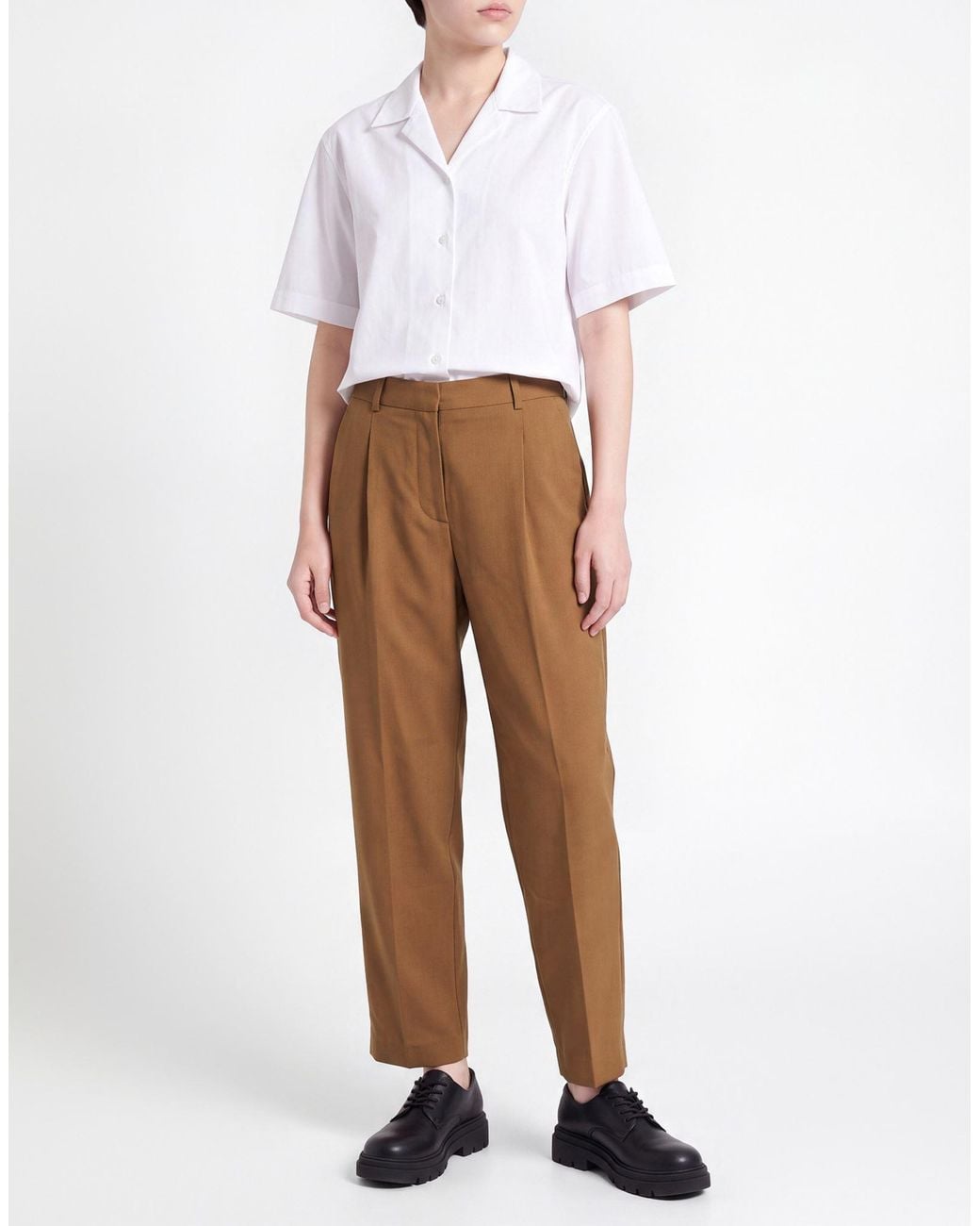 THE M.. Brown Pants Polyester, Virgin Wool, Elastane