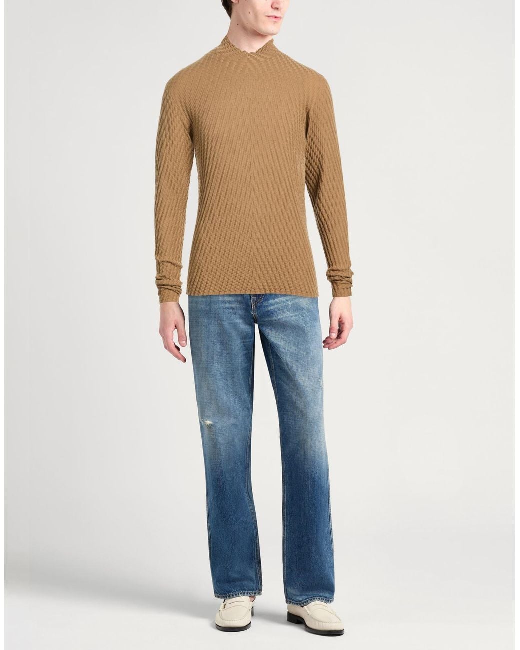 Giorgio Armani Brown Camel Turtleneck Virgin Wool, Polyester for men
