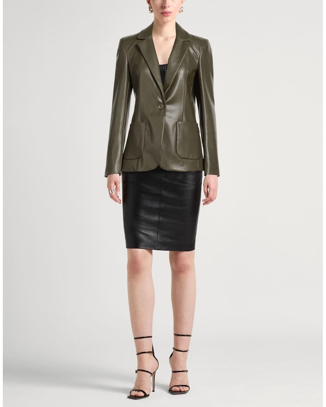 Maliparmi Green Military Blazer Polyester, Polyurethane
