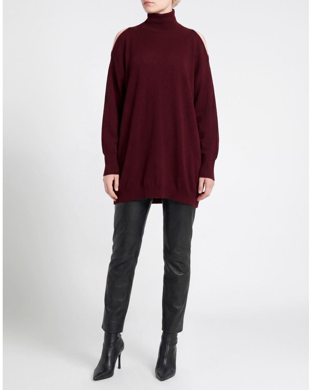 Roberto Collina Red Burgundy Turtleneck Merino Wool