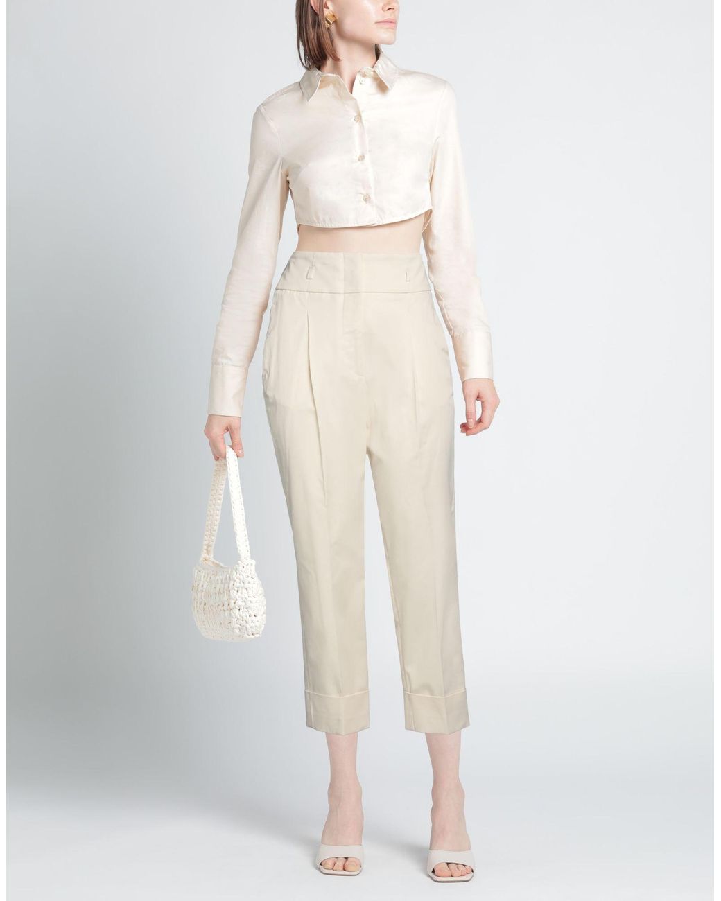 Peserico White Pants Cotton, Elastane