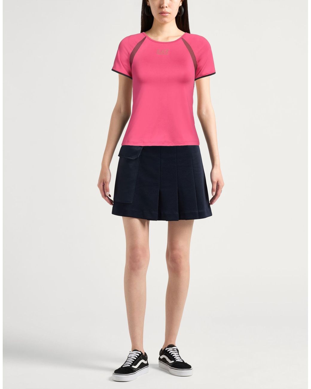 EA7 Pink Fuchsia T-Shirt Polyamide, Elastane