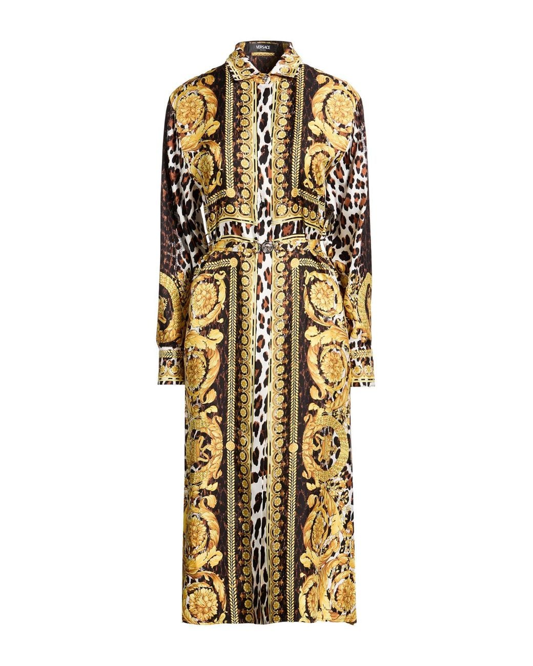 Versace Metallic Sand Midi Dress Silk