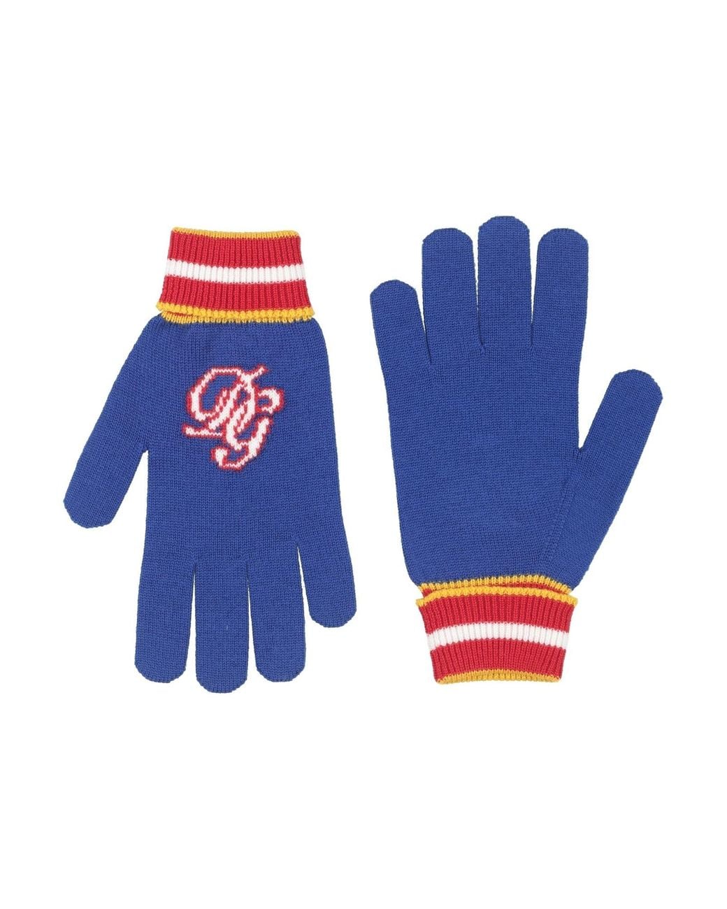 Dolce & Gabbana Blue Gloves Virgin Wool for men