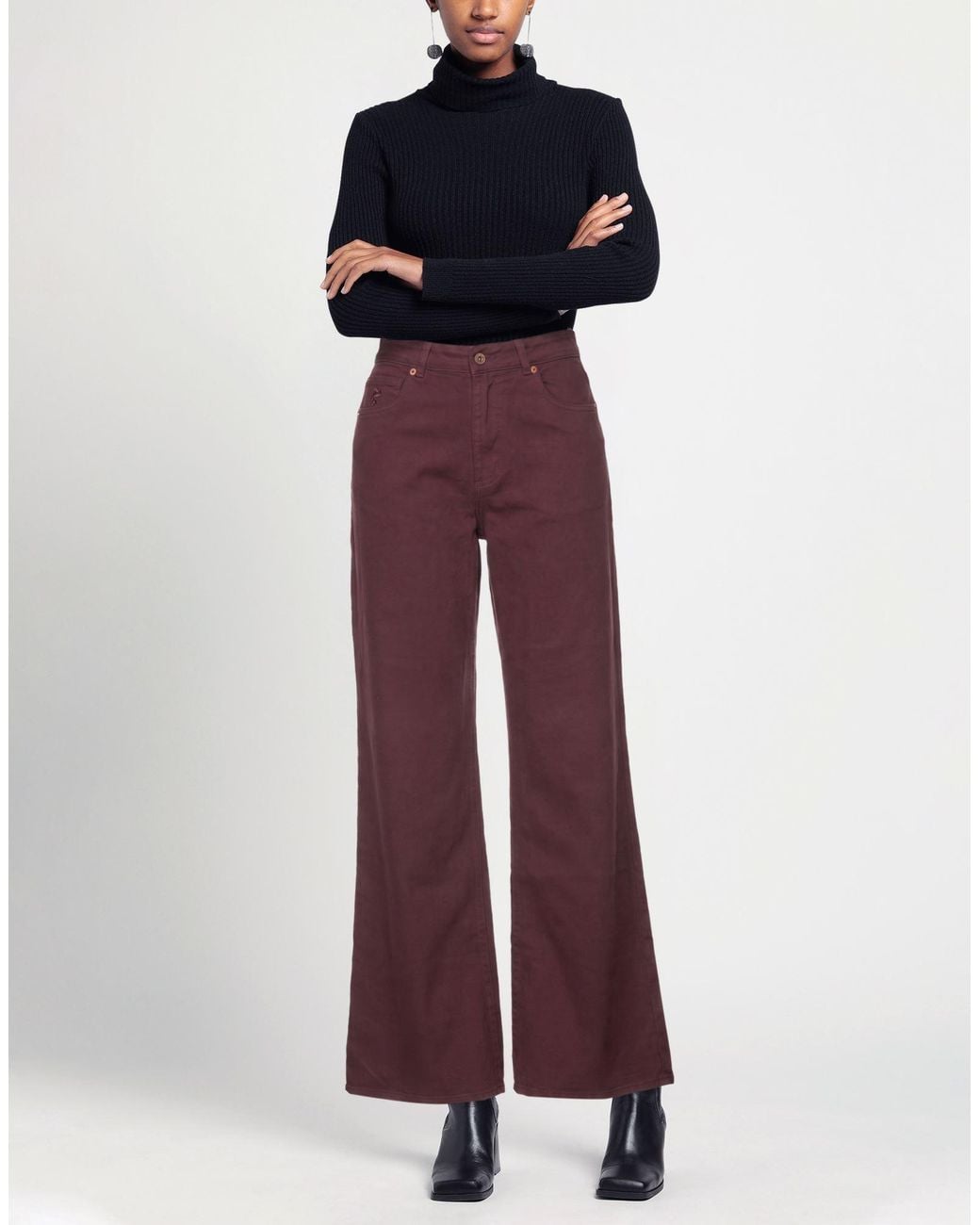 European Culture Purple Pants Cotton, Elastane