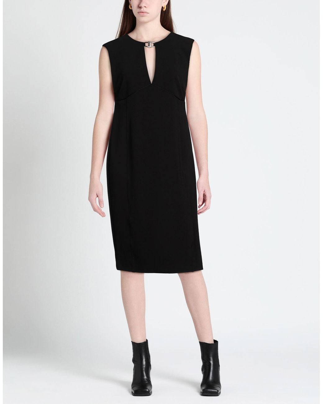 Liu Jo Black Midi Dress Polyester, Elastane