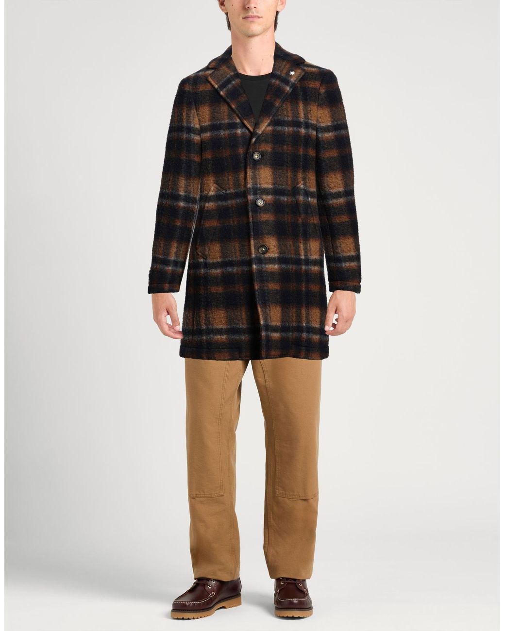 Manuel Ritz Black Camel Coat Polyester, Wool for men