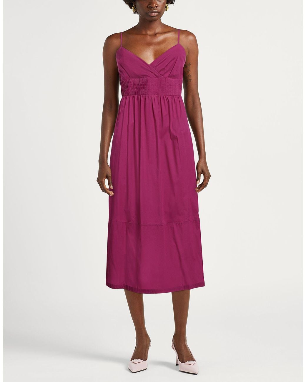 Alpha Studio Purple Midi Dress Cotton, Elastane