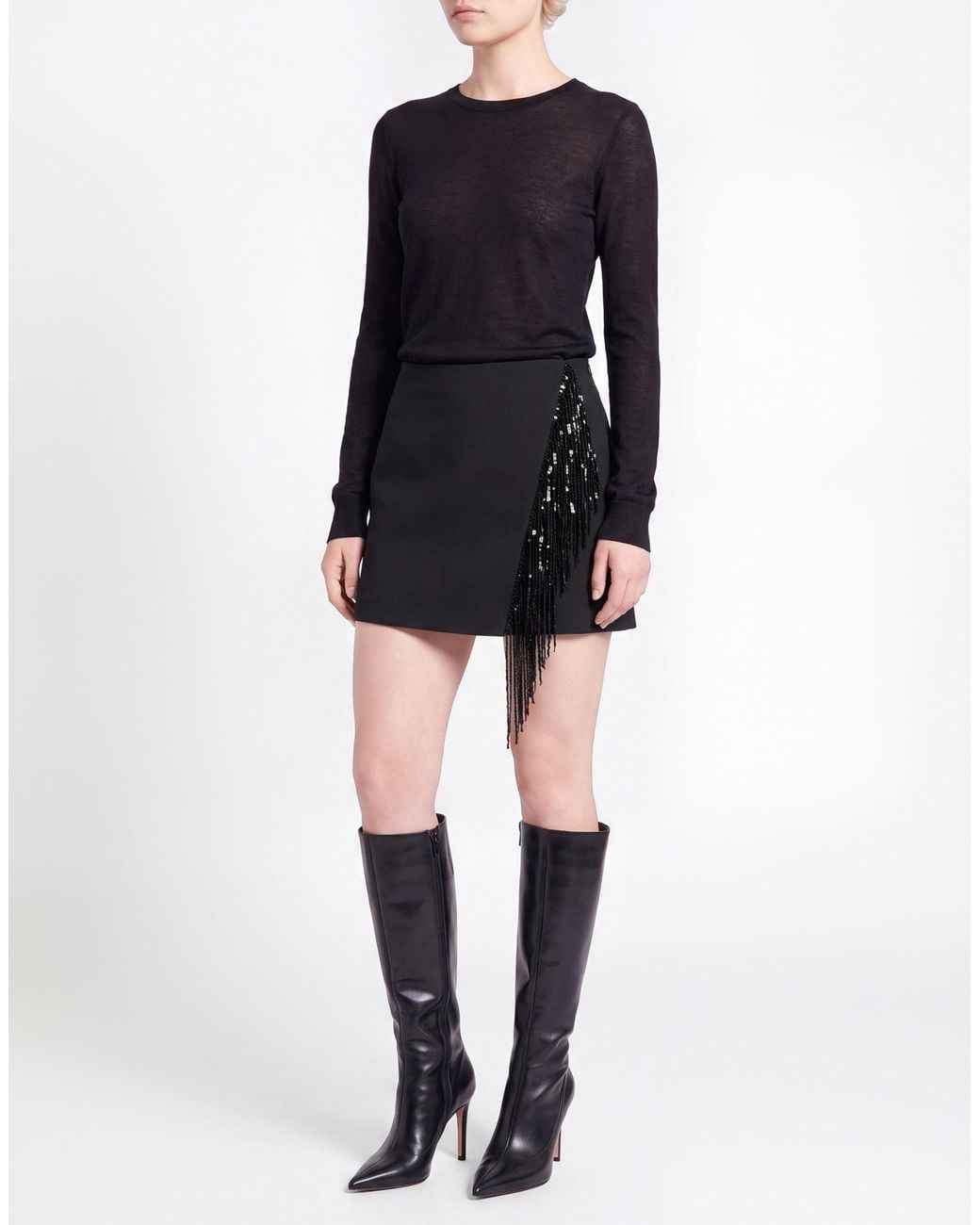 Jucca Black Mini Skirt Polyester, Virgin Wool, Elastane