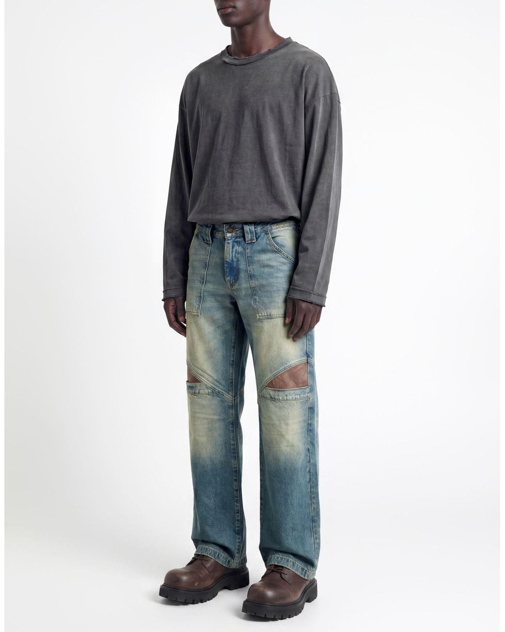 Guess Blue Jeans Cotton, Leather for men