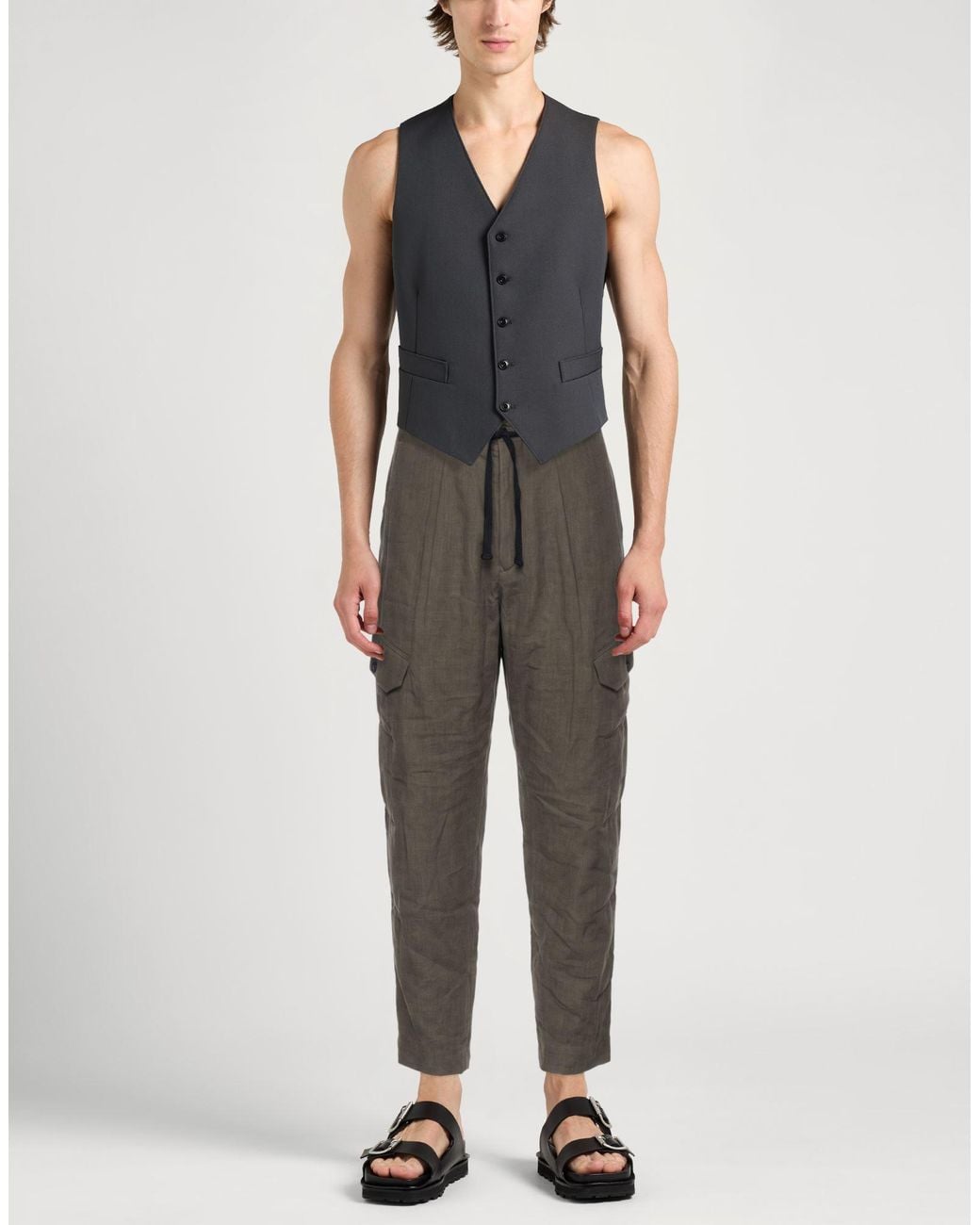 Yohji Yamamoto Gray Pants Linen, Silk, Cupro, Polyester for men
